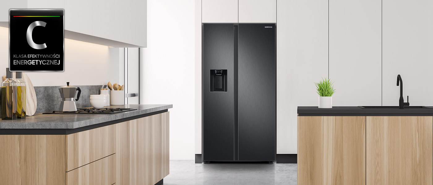 Lodówka Samsung RS68A884CB1 Side by Side 178 cm Czarna od