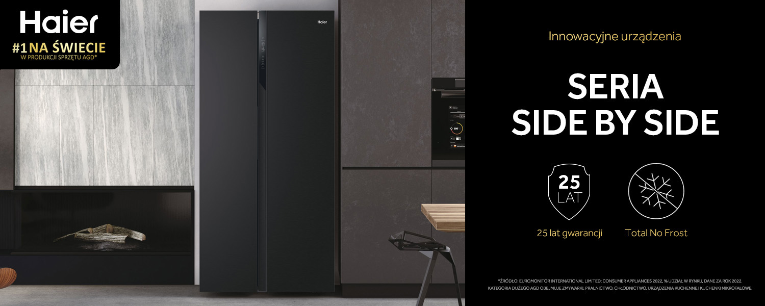 Lodówka Haier Side by Side HSR3918ENPB Side by Side 177,5 cm