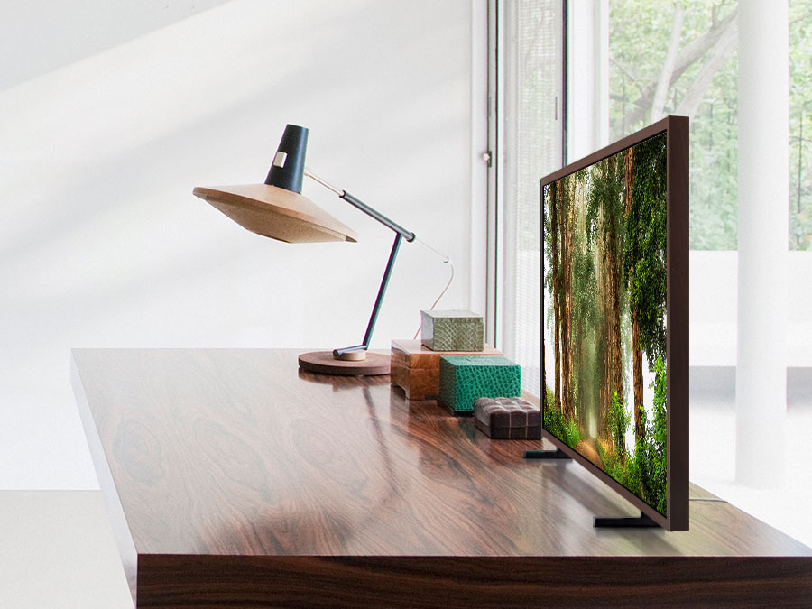 The Frame is mounted on a Simple Stand on a table. LS03BBUXXH