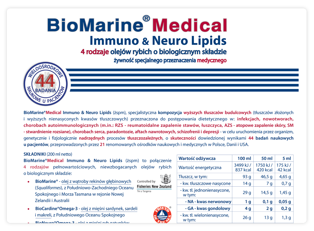 BioMarine Medical odporność w grypie i infekcjach wirusowych, żywienie w radioterapii i chemioterapii