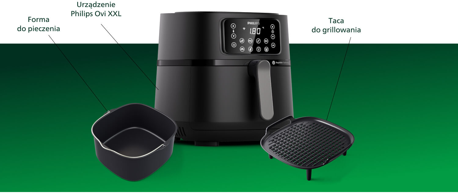 PHILIPS XXL Connected HD9285/96 Air Fryer (Wi-Fi) z formą do pieczenia i  rusztem grillowym Frytkownica beztłuszczowa - niskie ceny i opinie w Media  Expert